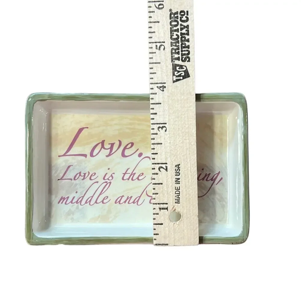 Y2K Allure Ceramic Love‎ Quote on Soap Dish Pink Green Beige Bathroom Decor 2006